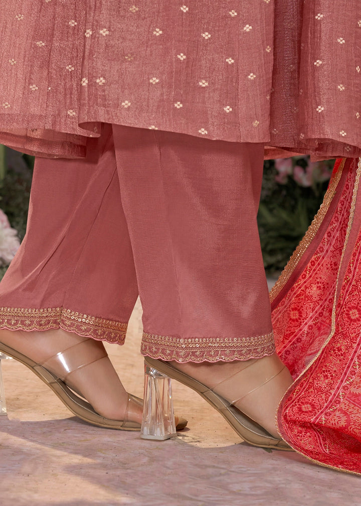 Wildberry Purple Anarkali Suit in Tissue Silk with Embroidery Detailing