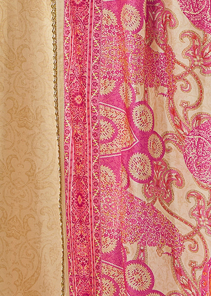 Beige Brown Silk Straight Kurta Set with Embroidery work