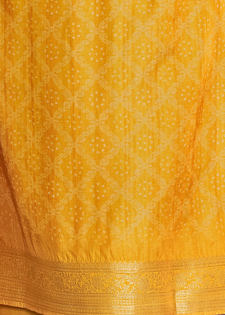 Golden Yellow Dola Silk Suit with Ethnic Motifs & Jacquard Detailing
