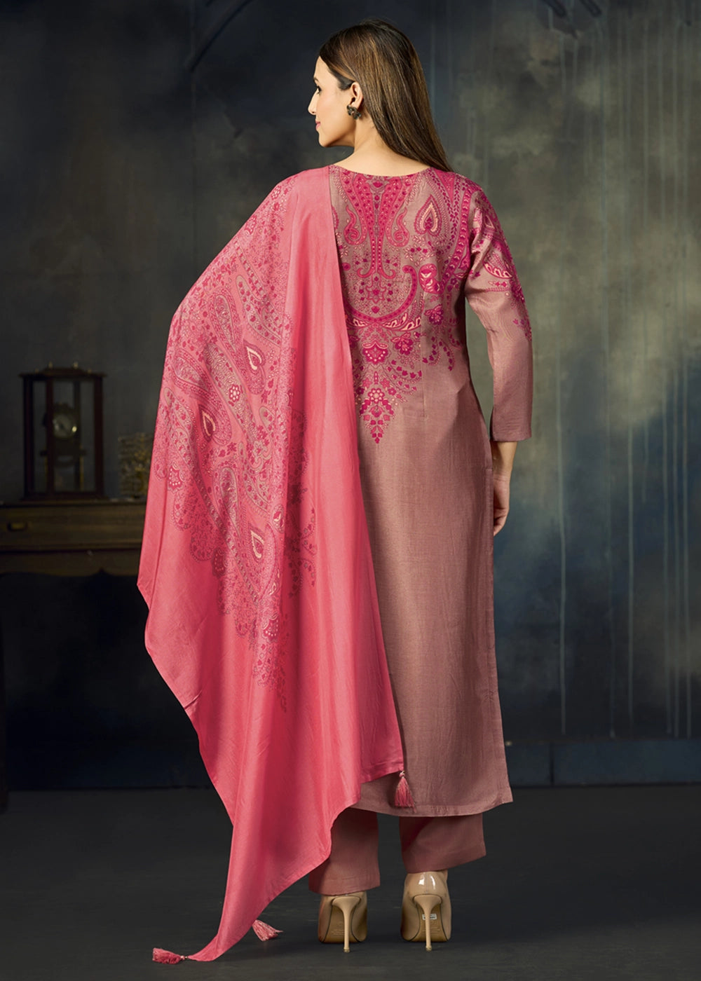 Brownish Purple Viscose Straight Kurta Set with Soft Prints: Summer Edit