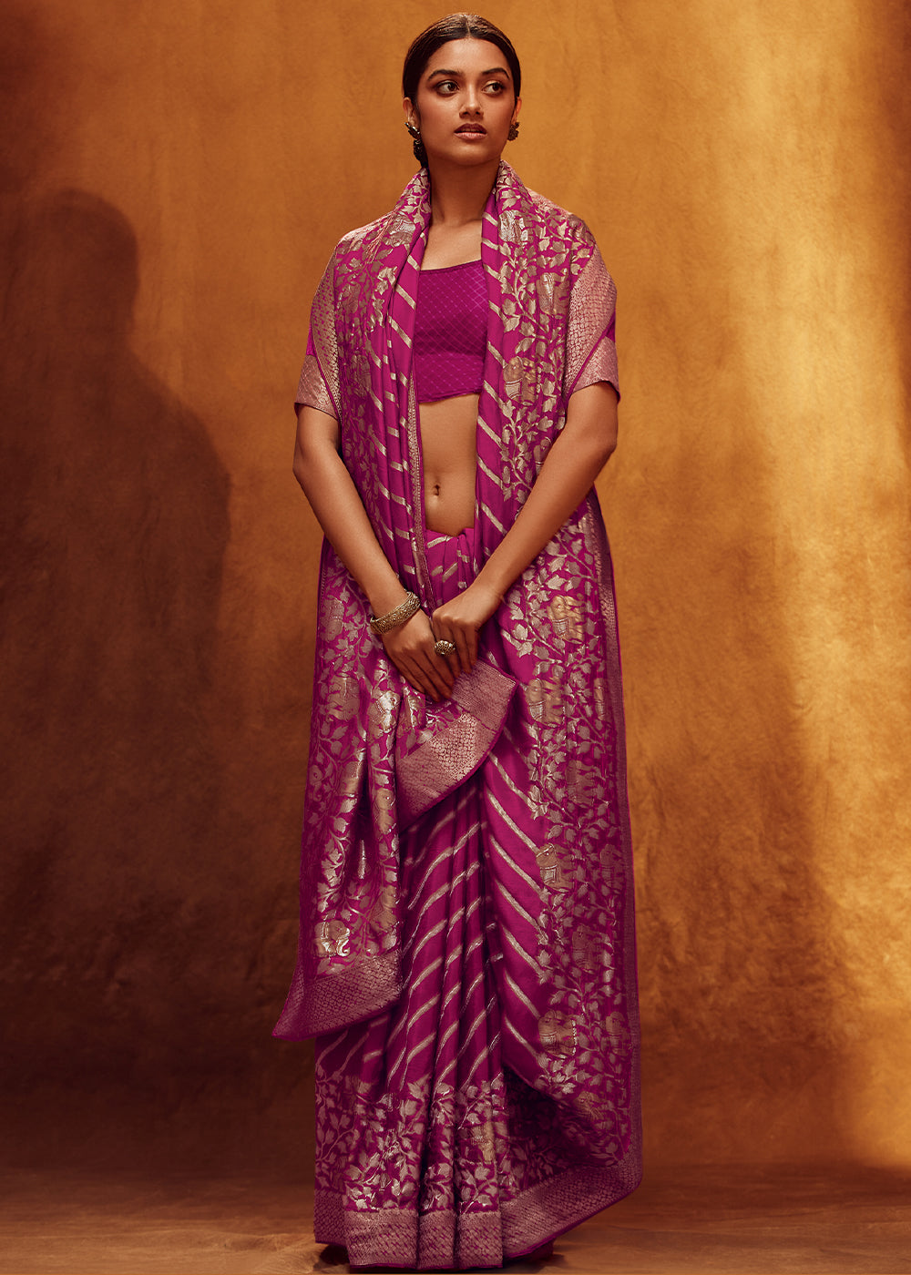 Lollipop Purple Viscose Silk Saree Adorned with Zari Woven Detailing