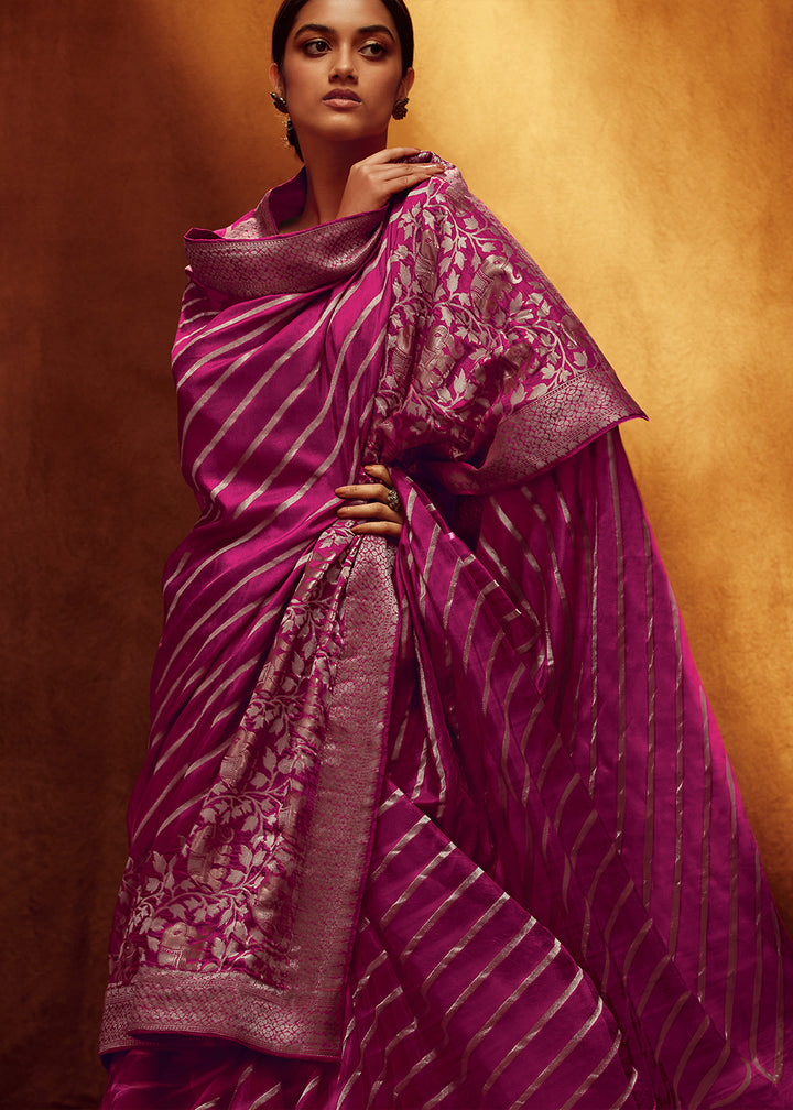 Lollipop Purple Viscose Silk Saree Adorned with Zari Woven Detailing