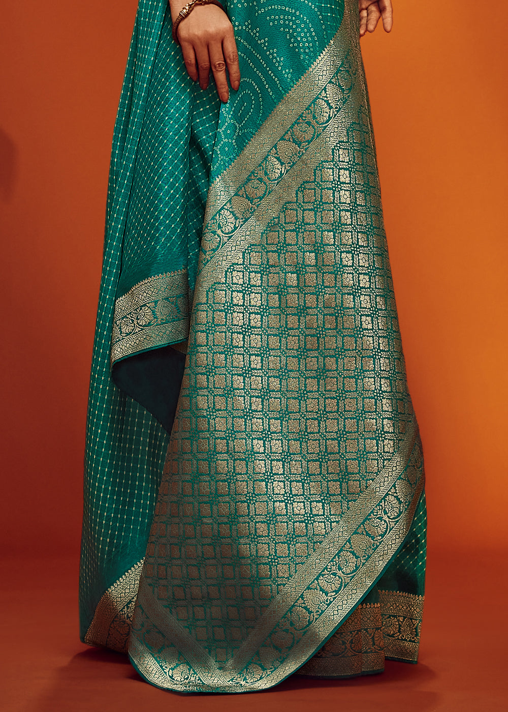 Turquoise Blue Designer Saree in Woven Viscose Silk with Digital Prints