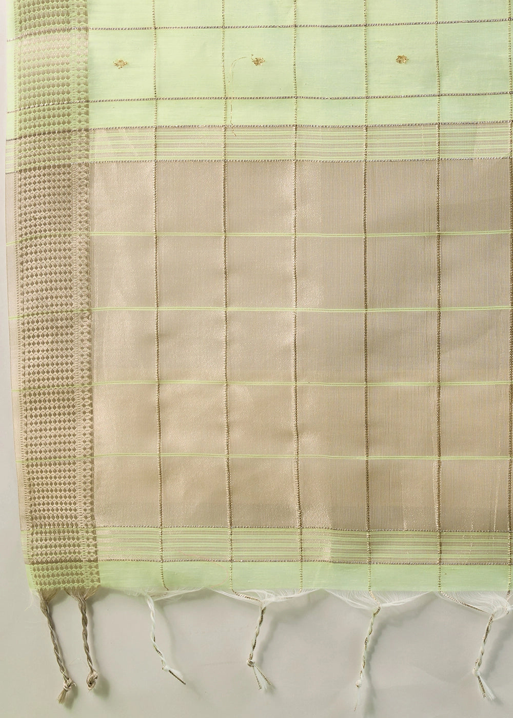 Light Green Soft Silk Saree with All Over Zari Woven Patterns