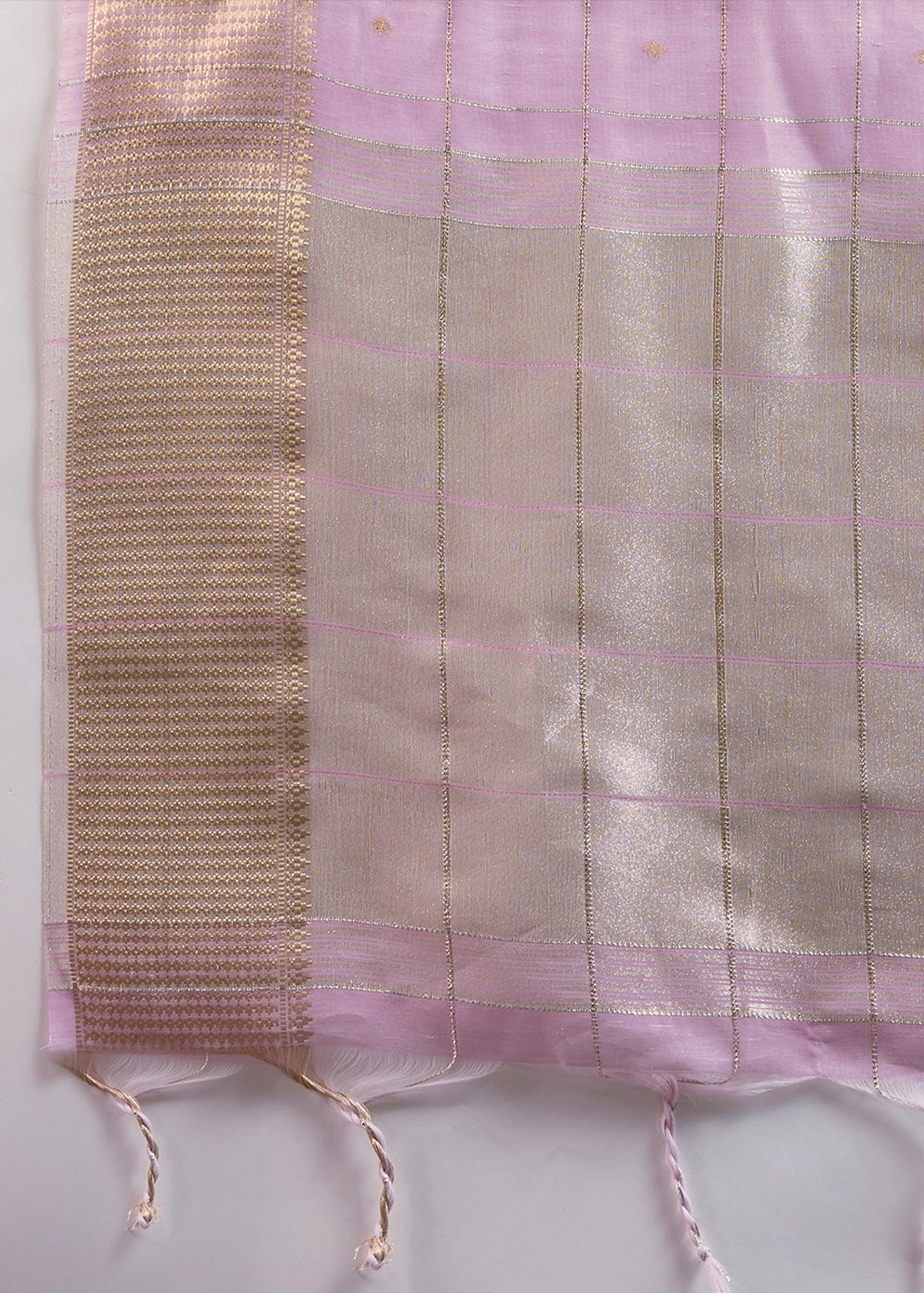 Pastel Purple Soft Silk Saree with All Over Zari Woven Patterns