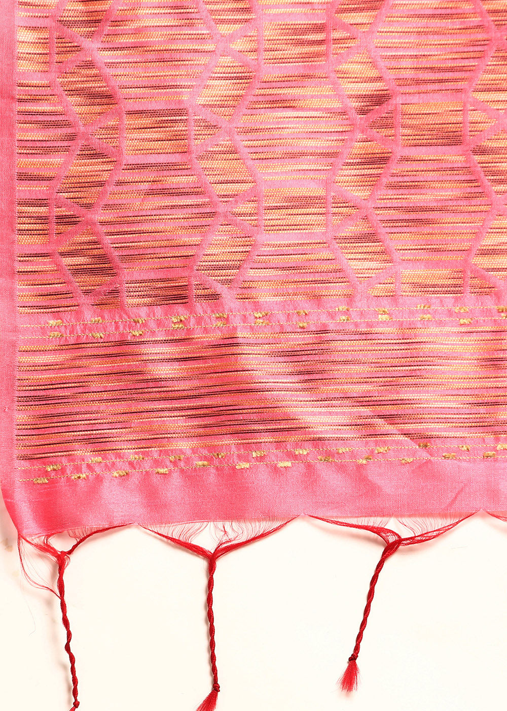 Brink Pink Raw Silk Saree with Intricate Woven Butti and Artistic Pallu