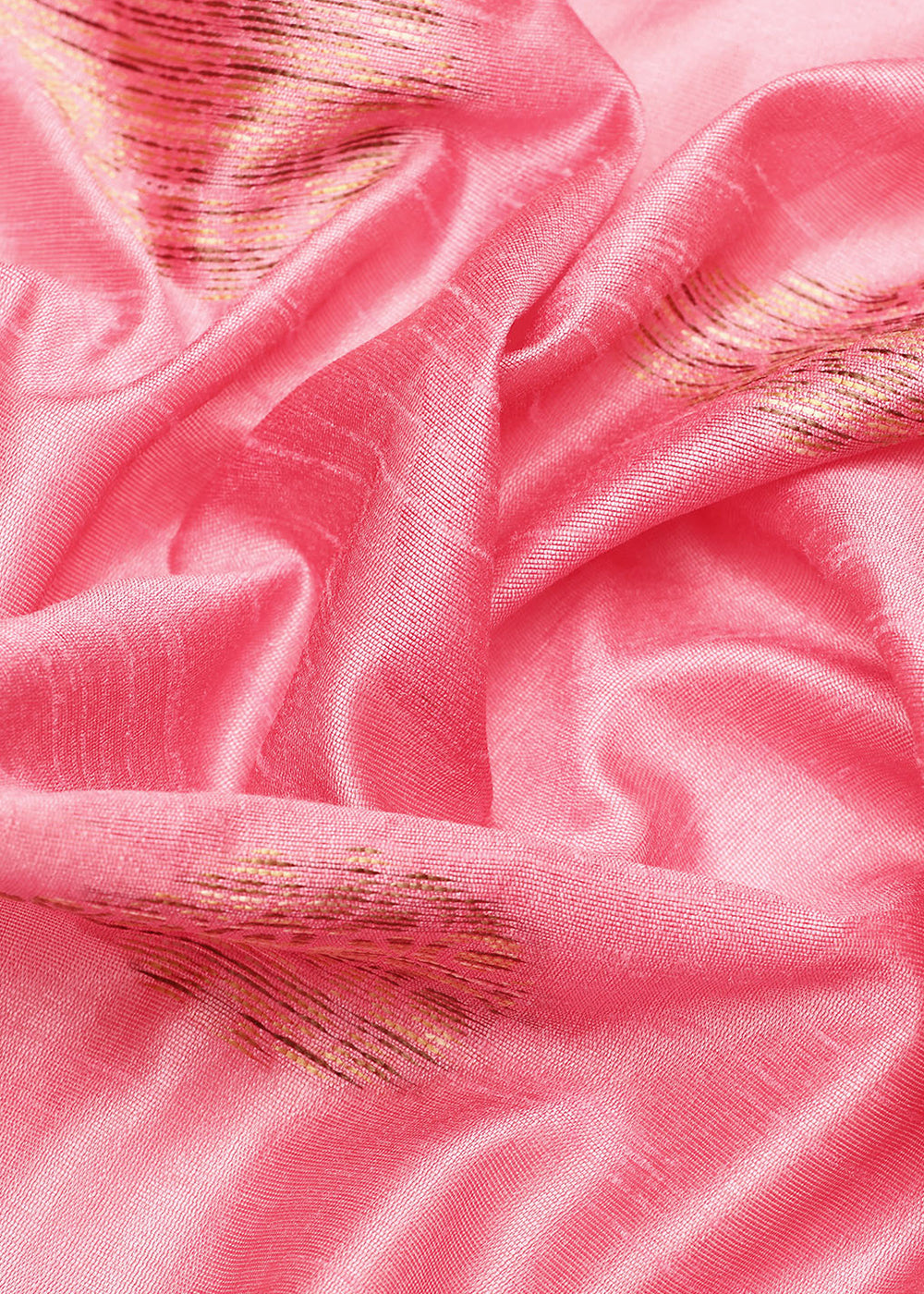 Brink Pink Raw Silk Saree with Intricate Woven Butti and Artistic Pallu