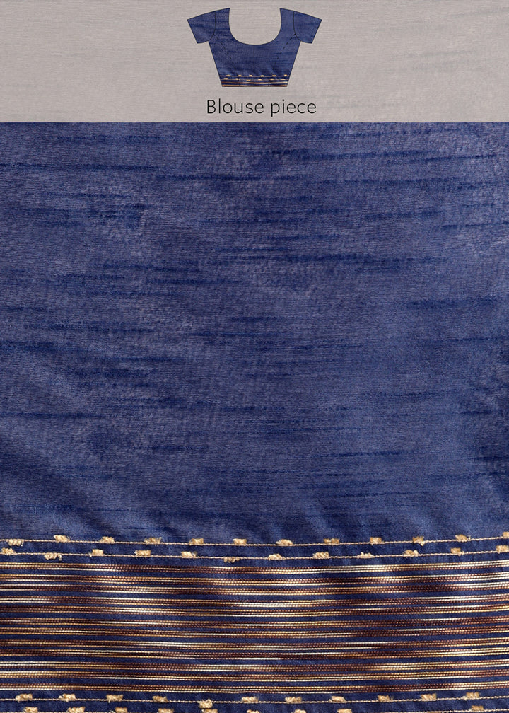 Berry Blue Raw Silk Saree with Intricate Woven Butti and Artistic Pallu