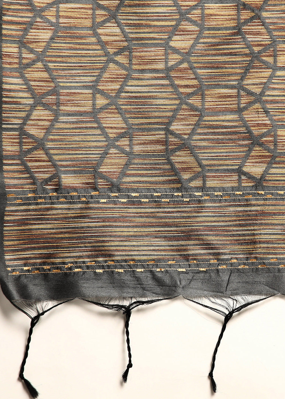 Lead Grey Raw Silk Saree with Intricate Woven Butti and Artistic Pallu