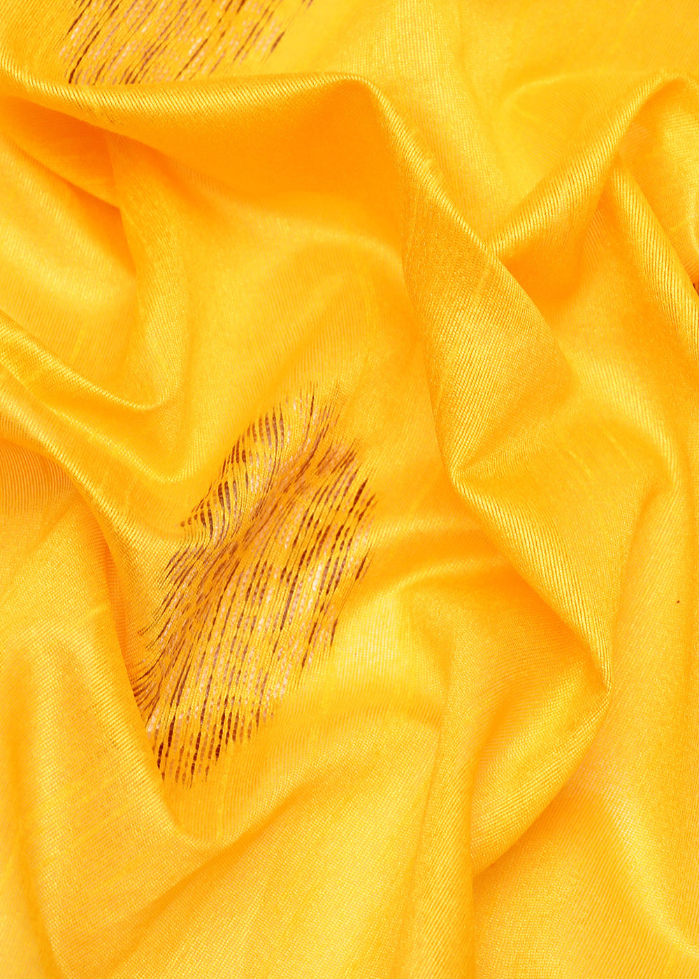 Saffron Yellow Raw Silk Saree with Intricate Woven Butti and Artistic Pallu