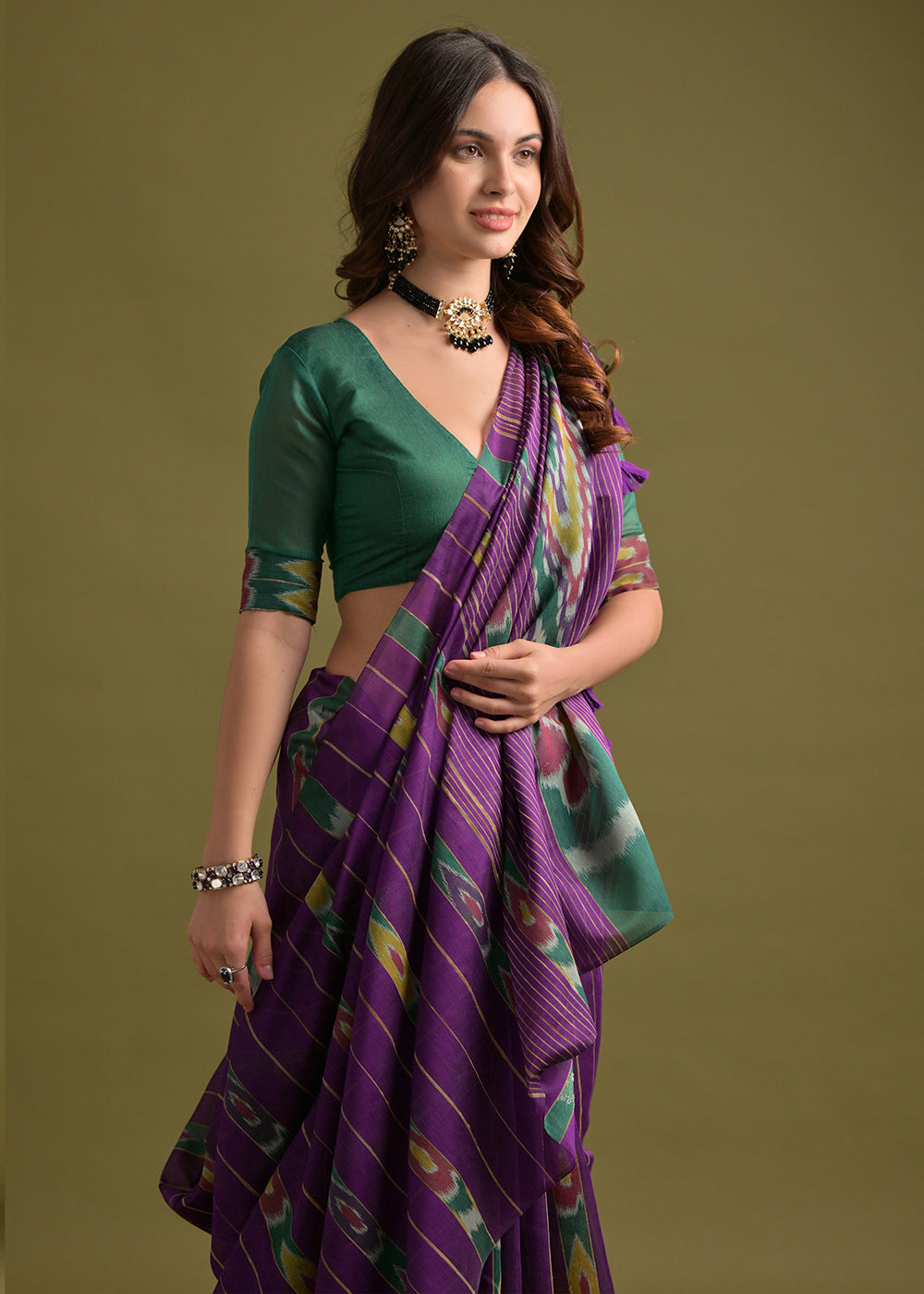 Indigo Purple Cotton Ikkat Saree – Soft, Stylish, and Summer-Friendly