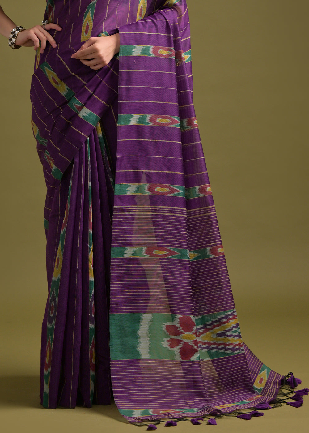 Indigo Purple Cotton Ikkat Saree – Soft, Stylish, and Summer-Friendly