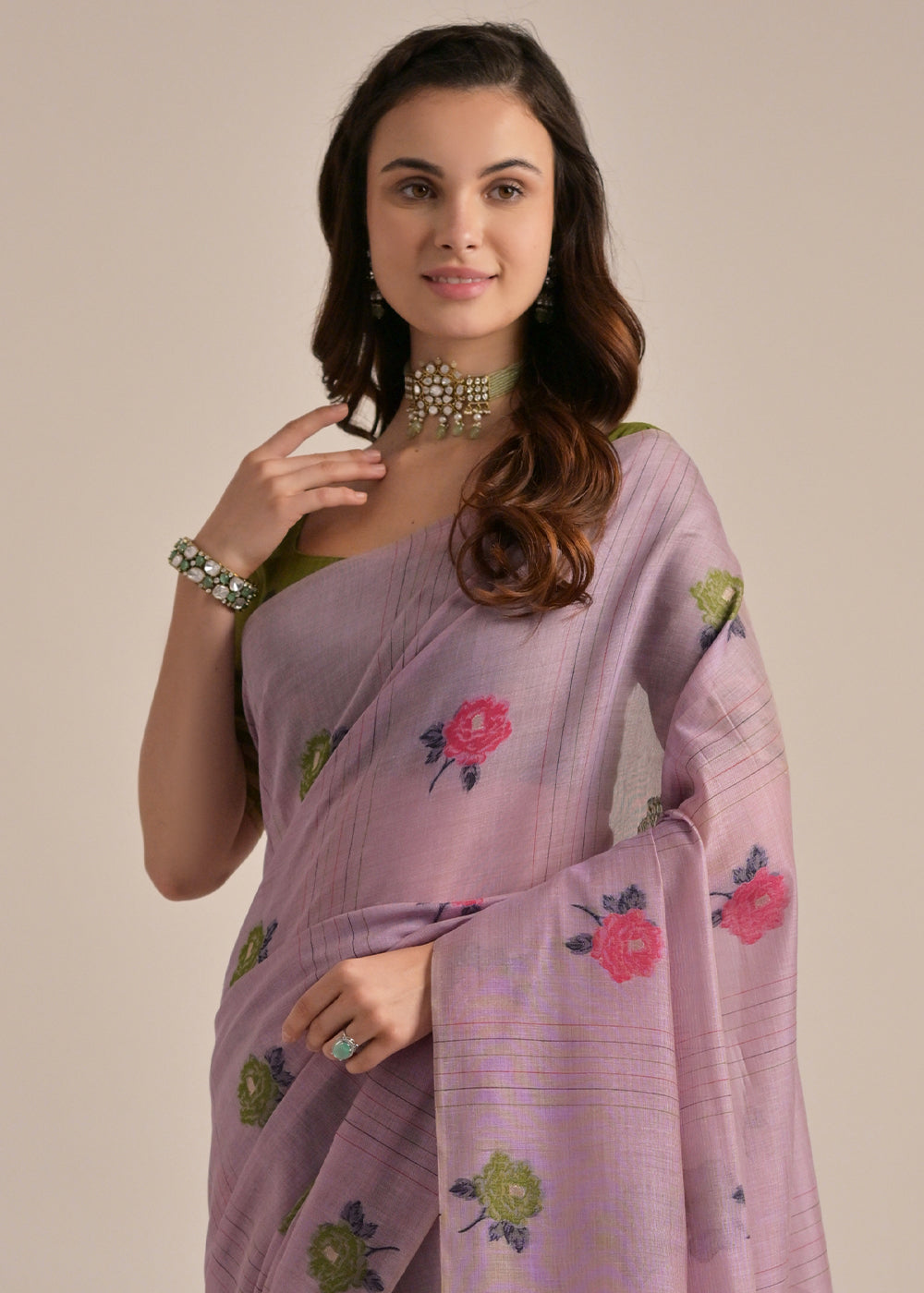 Periwinkle Purple Thread Woven Muga Cotton Saree for Breezy Summers