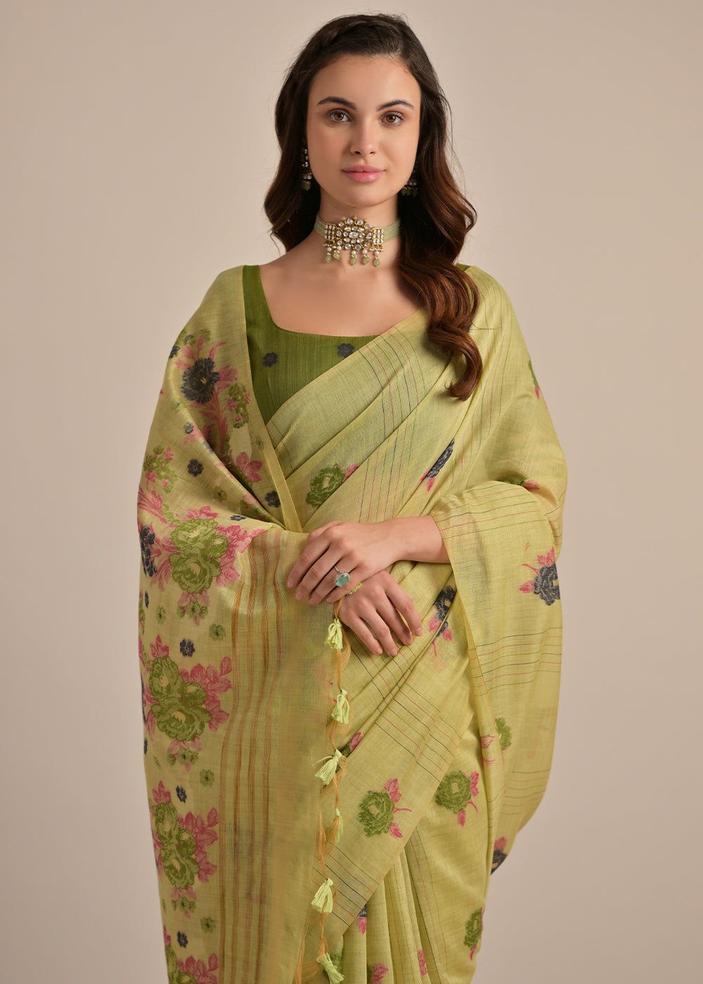 Pista Green Thread Woven Muga Cotton Saree for Breezy Summers