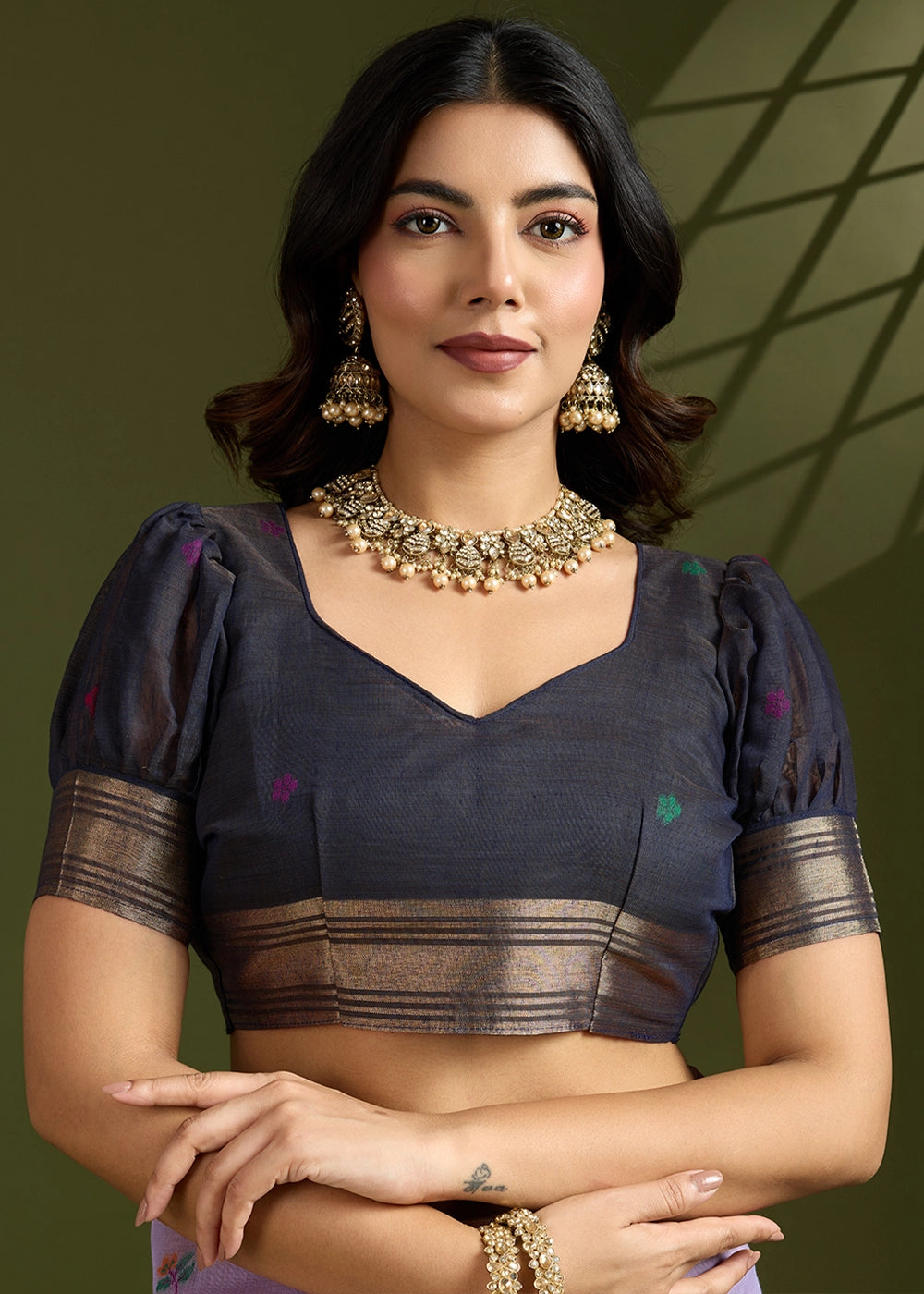 Lavender Purple Muga Cotton Saree Adorned with Woven Zari Paithani Pallu