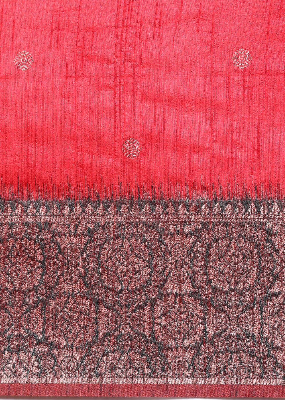 Candy Red Banarasi Silk Saree with Contrast Zari Accents on Border