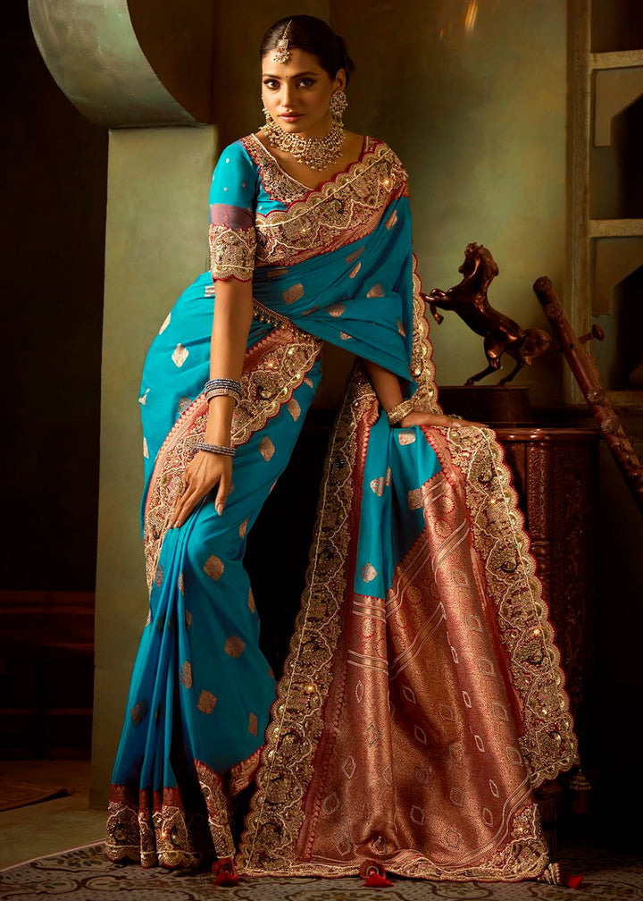 Festive Saree Box Set – 5 Pcs Bangalore Silk with Embroidery