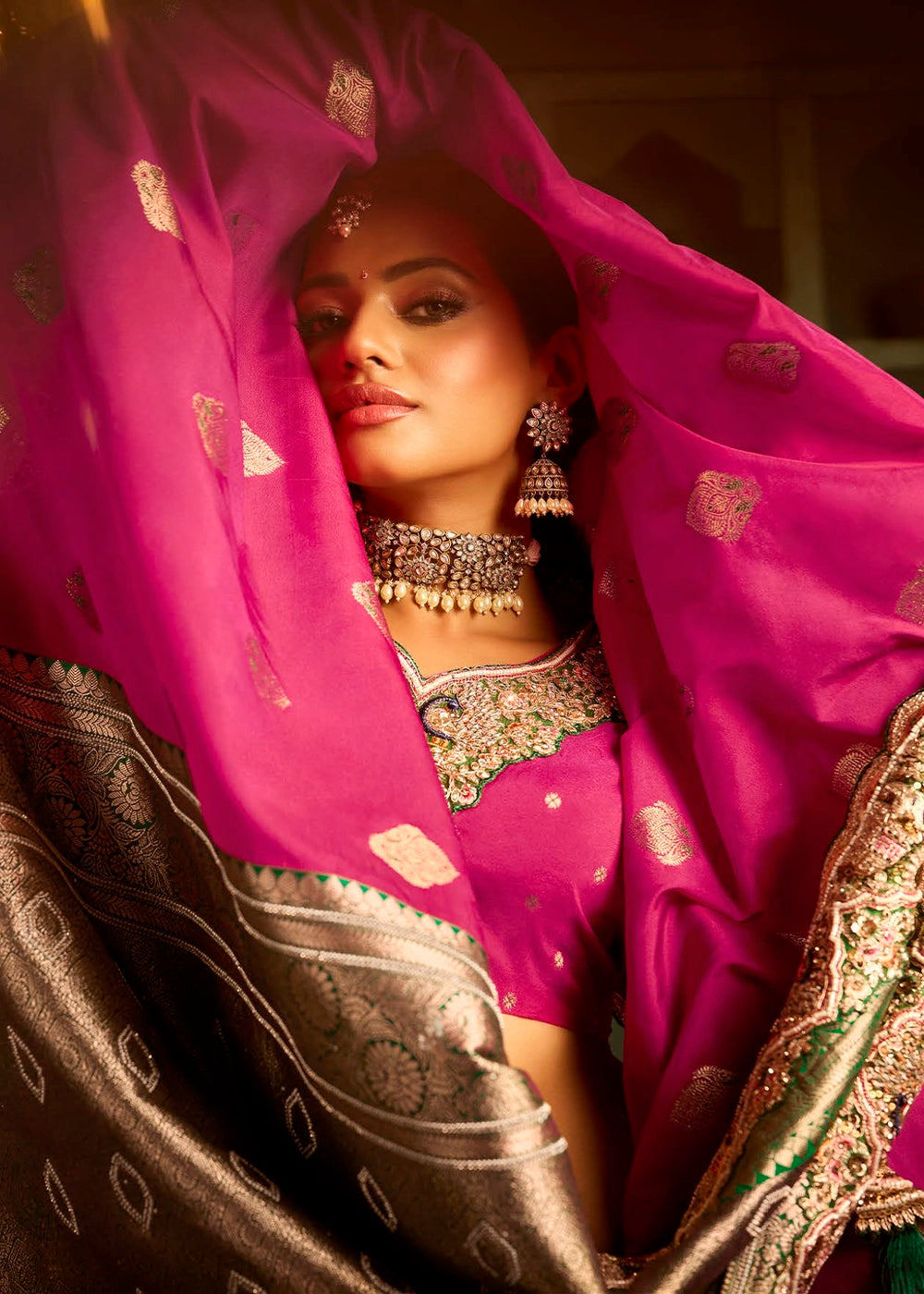 Festive Saree Box Set – 5 Pcs Bangalore Silk with Embroidery