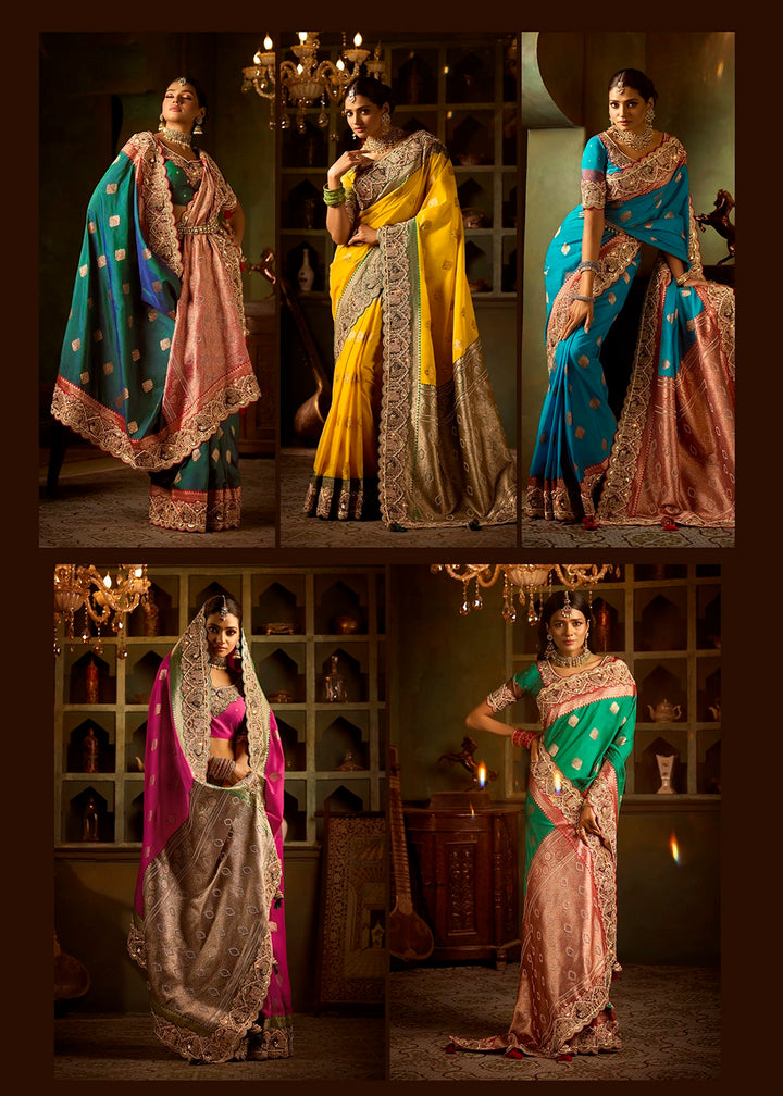 Festive Saree Box Set – 5 Pcs Bangalore Silk with Embroidery