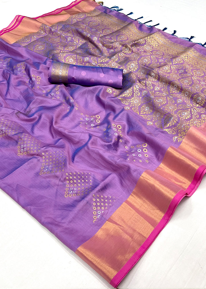 Amethyst Purple Handloom Satin Silk Saree - Woven to Perfection