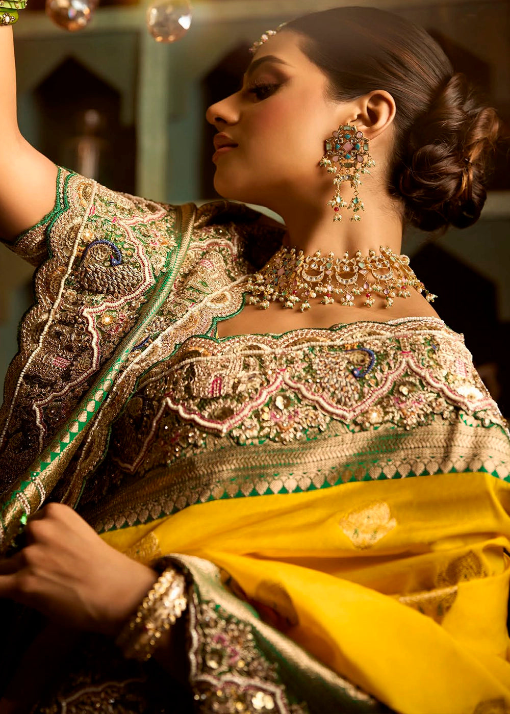 Festive Saree Box Set – 5 Pcs Bangalore Silk with Embroidery