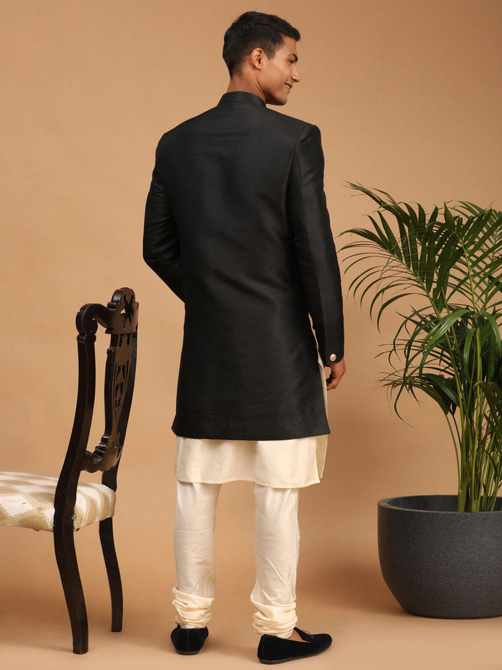 Men's Black Angrakha Indo Western Combo Set