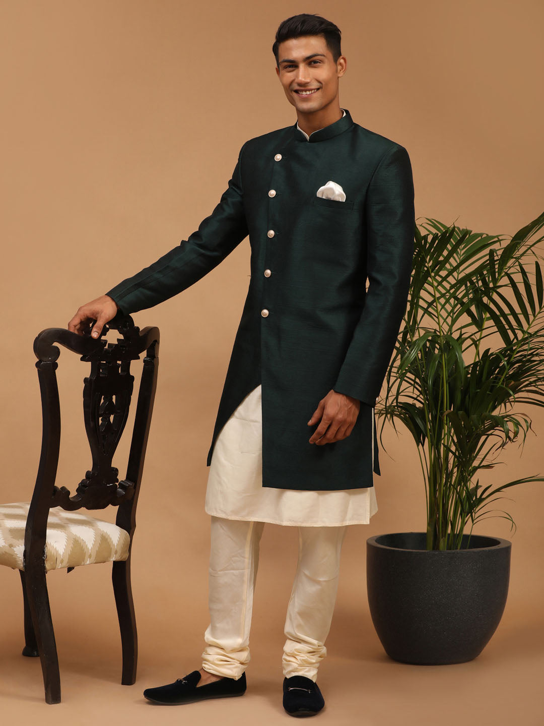 Men's Green Indo Western Combo Set