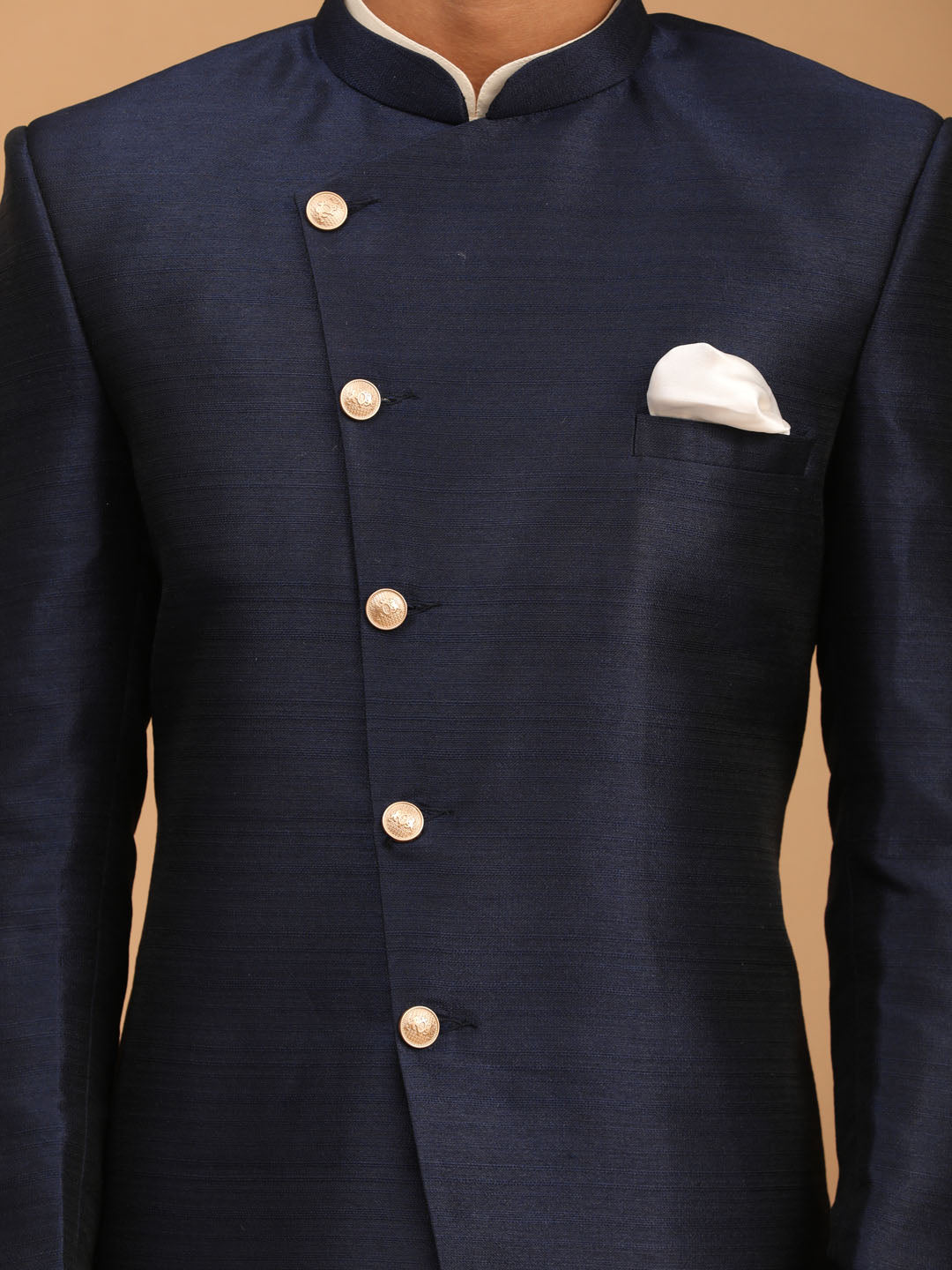 Sarvati Men's Navy Blue Angrakha Indo Western Combo Set