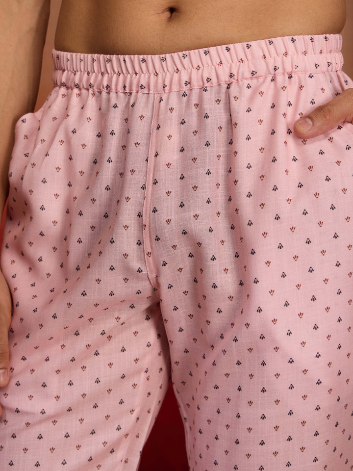 Men's Peach Cotton Linen 3-Piece Nehru Set