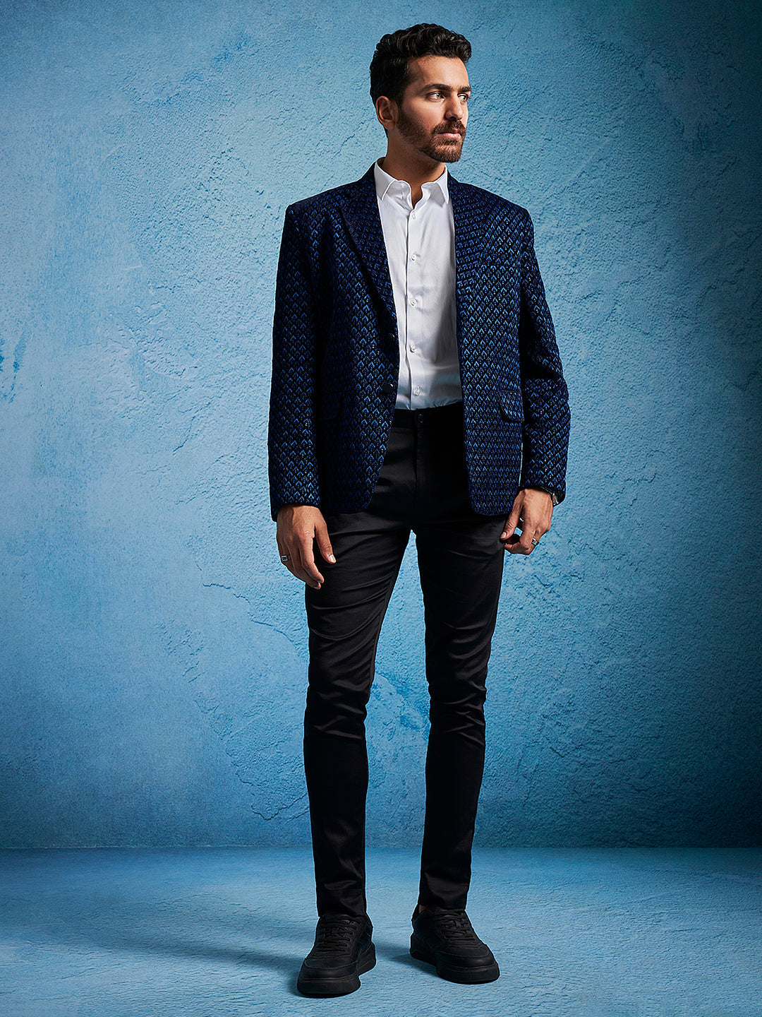 Men's Blue Velvet Blazer - view 2