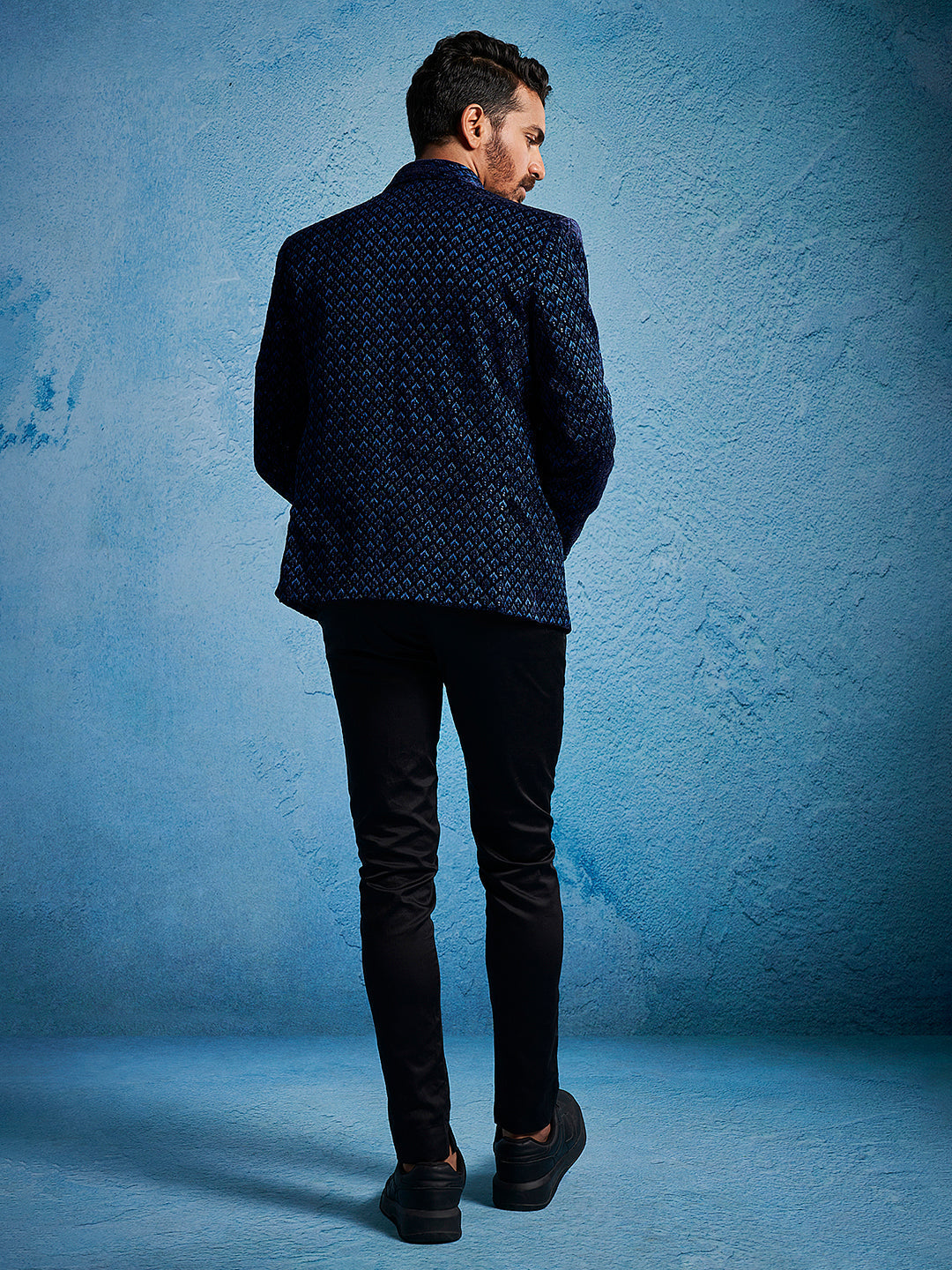 Men's Blue Velvet Blazer - view 5