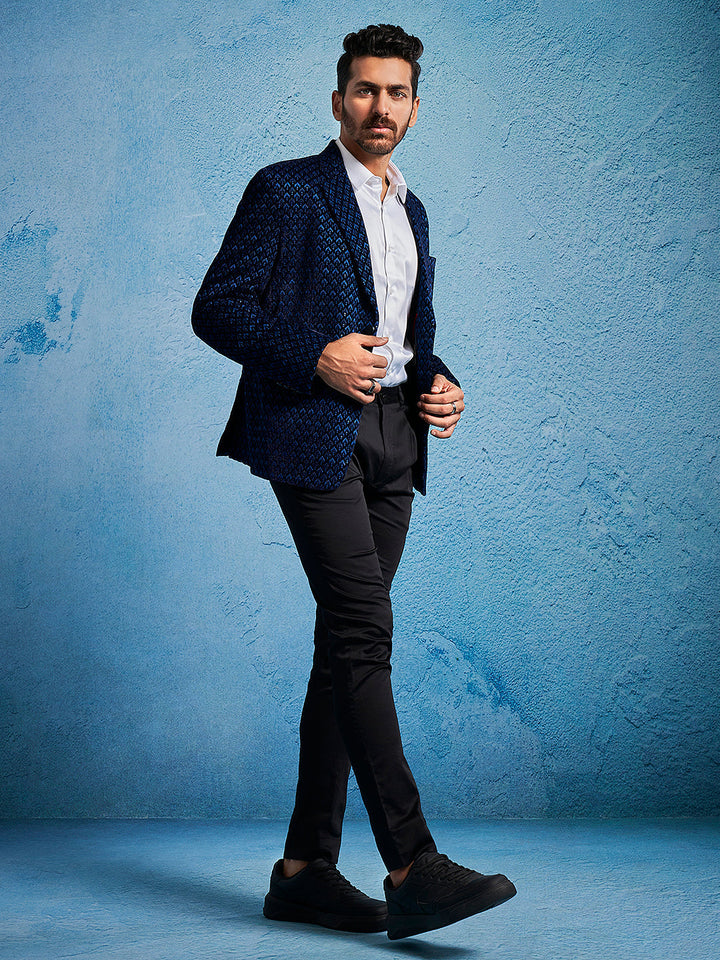 Men's Blue Velvet Blazer - view 7