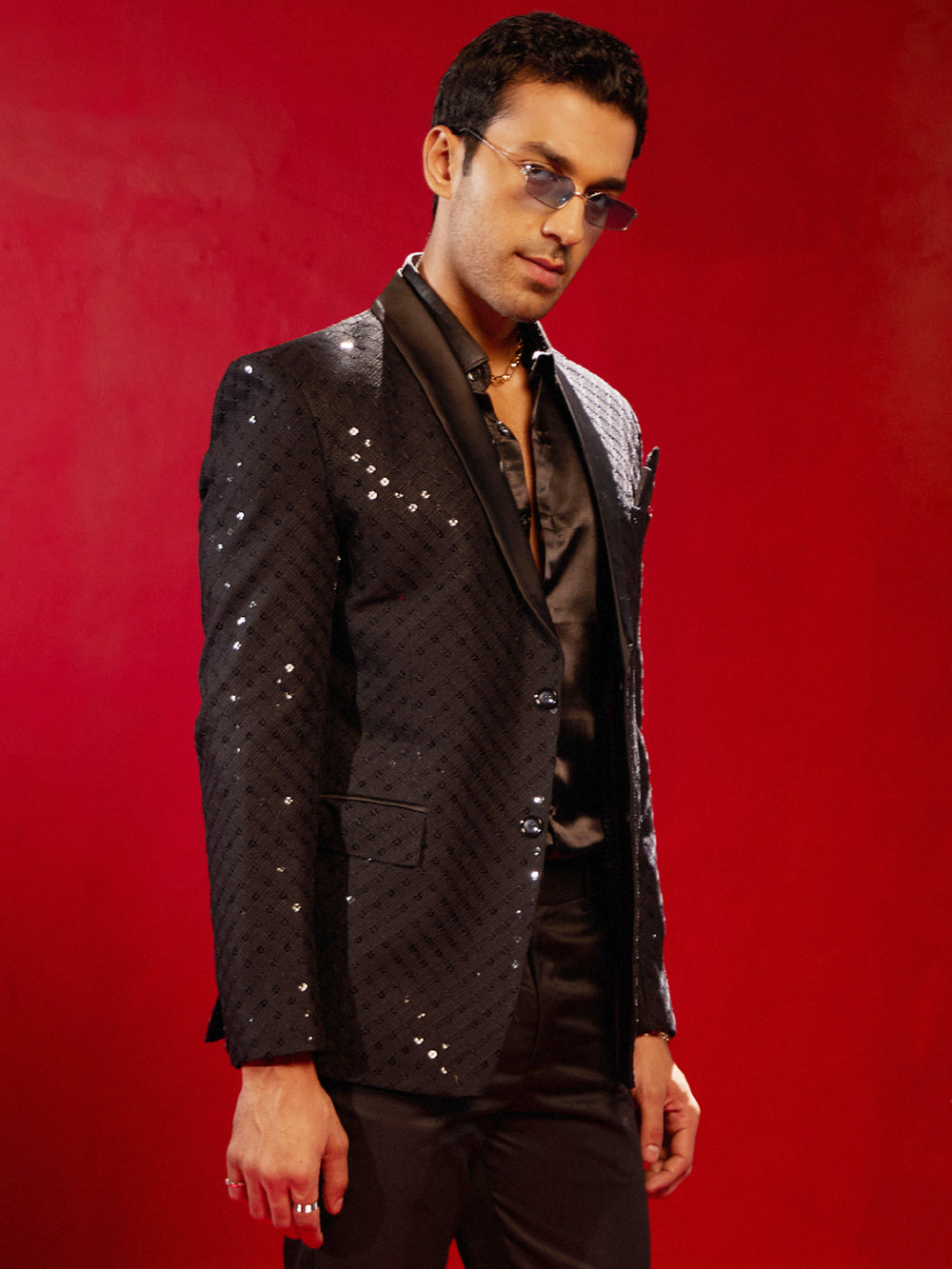Men's Black Schiffli Blazer - view 2