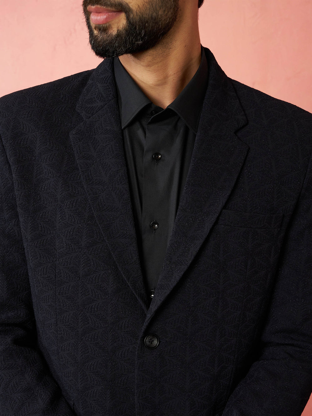 Men's Navy Blue Bafta Embossed Blazer