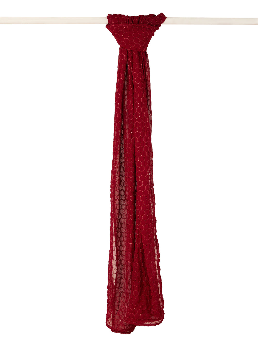 Men's Maroon Georgette Plain Dupatta