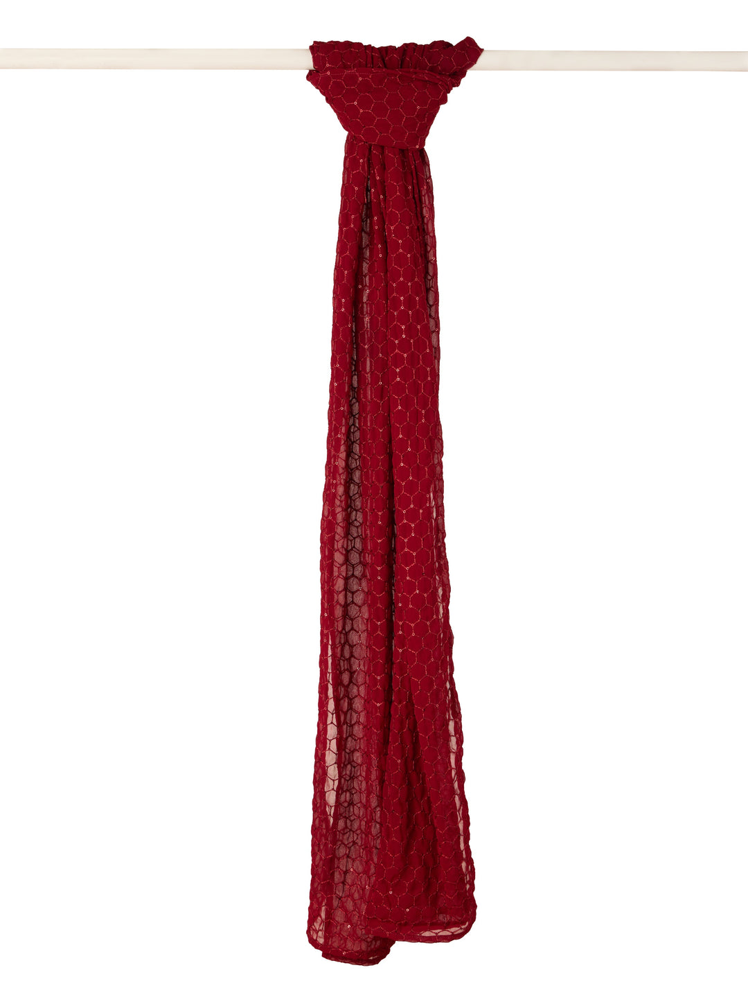 Men's Maroon Georgette Plain Dupatta