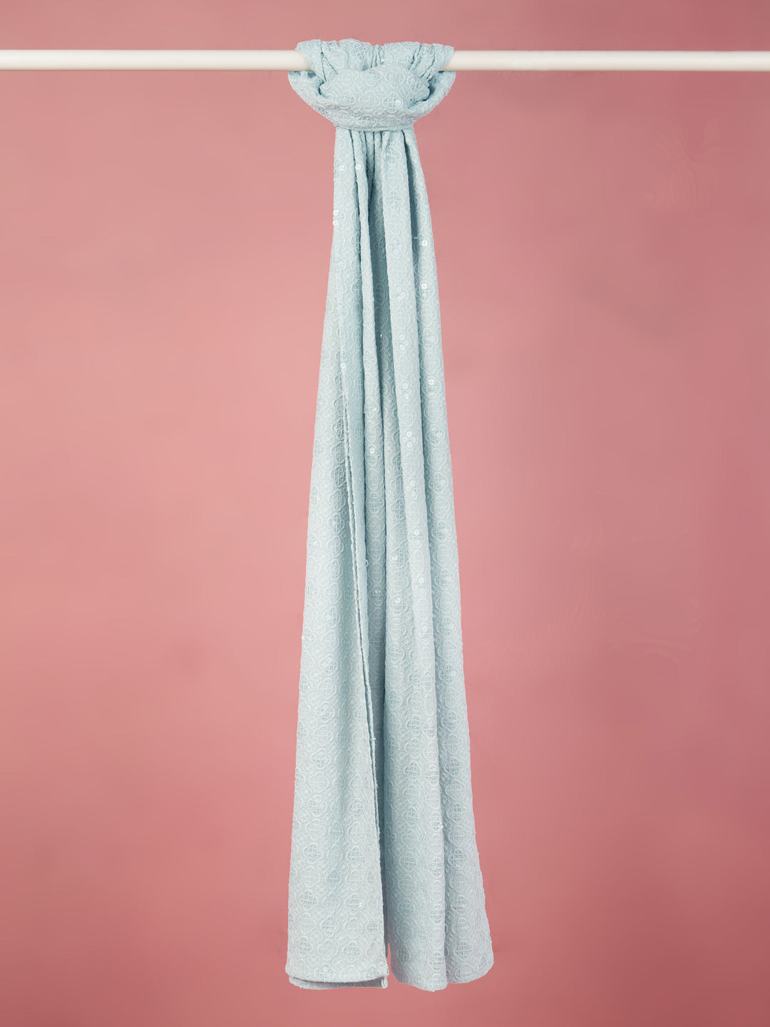 Men's Aqua Silk Blend Embroidered Dupatta
