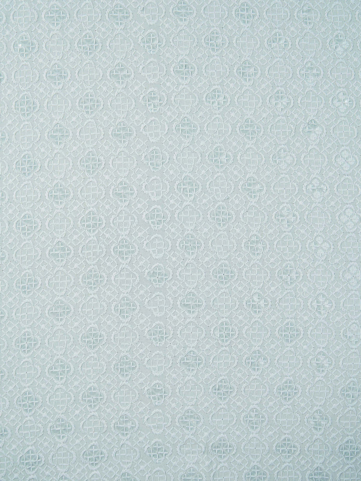 Men's Aqua Silk Blend Embroidered Dupatta - view 2