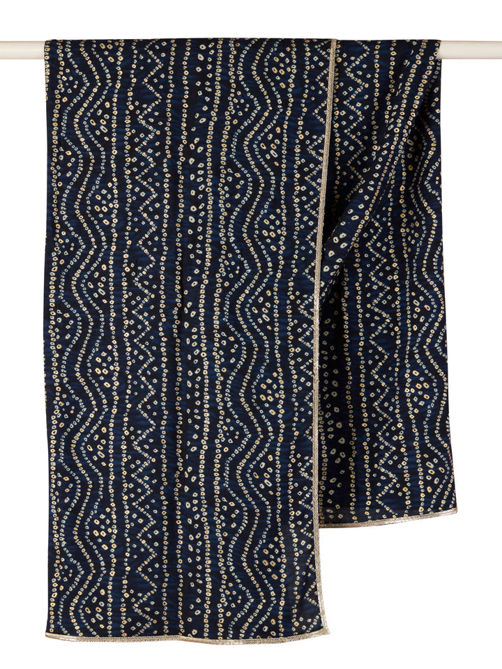 Men's Blue Rayon Bandhani Print Dupatta