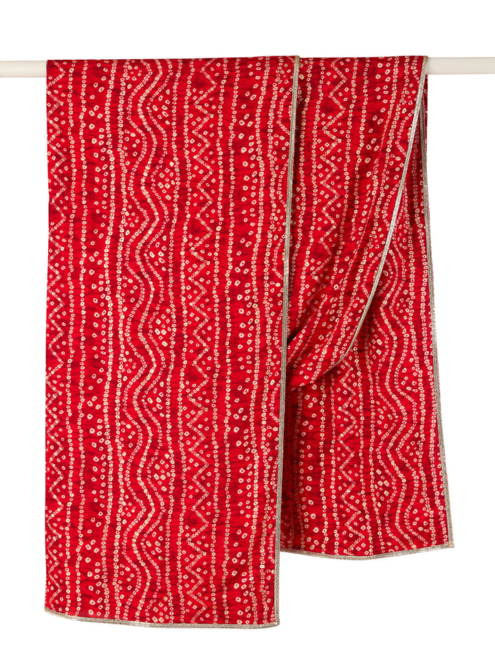 Men's Red Rayon Bandhani Print Dupatta