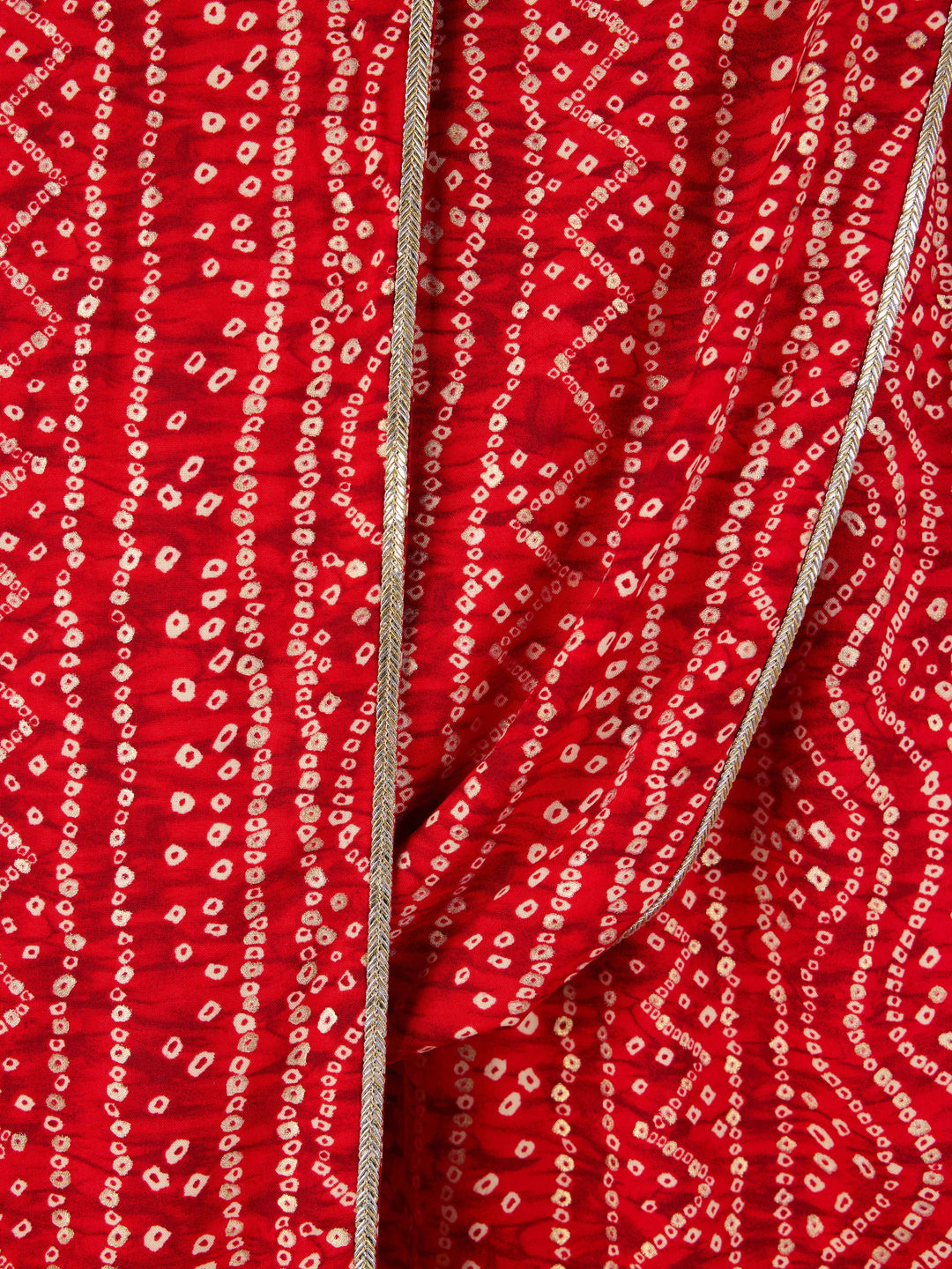 Men's Red Rayon Bandhani Print Dupatta