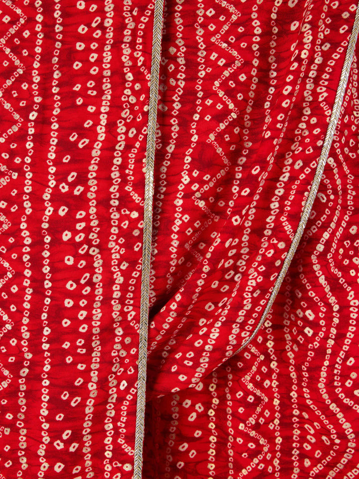 Men's Red Rayon Bandhani Print Dupatta