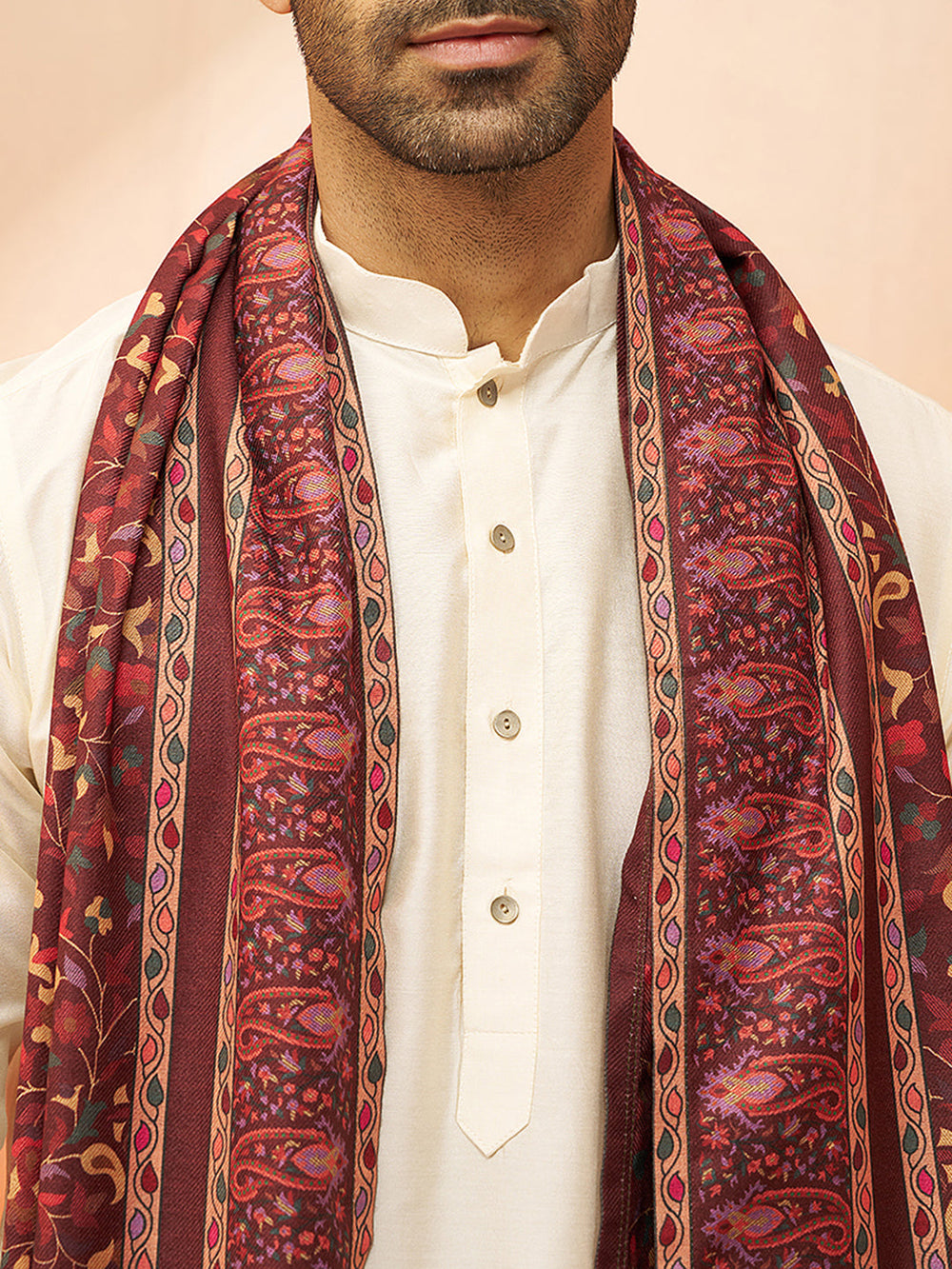 Men's Brown Digital Print Dupatta