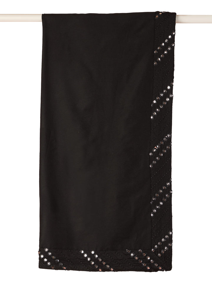 Men's Black Viscose Mirror Work Dupatta - view 2