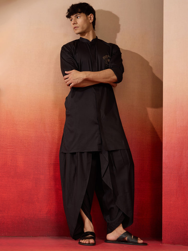 Men's Black Viscose Dhoti Pants