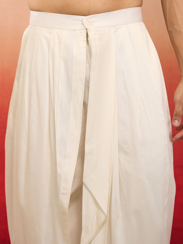 Men's White Viscose Dhoti Pants