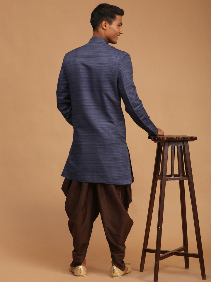 Men's Navy Blue Sherwani Set