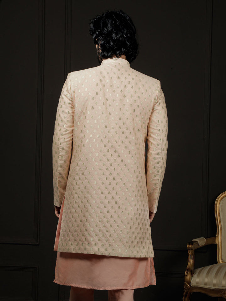 Men's Peach Silk Blend Sherwani Only Top