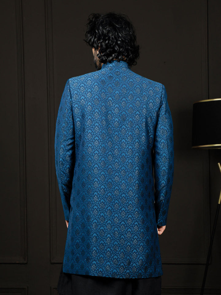 Men's Turquoise Silk Blend Sherwani Only Top