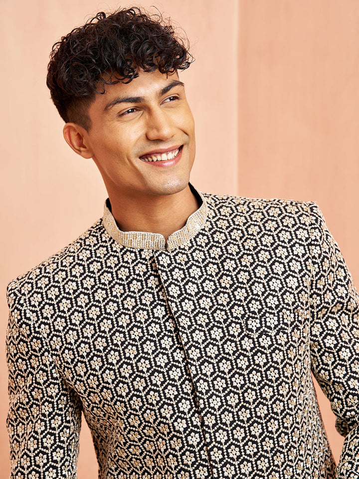 Men's Black Indo-Western & Pant Set